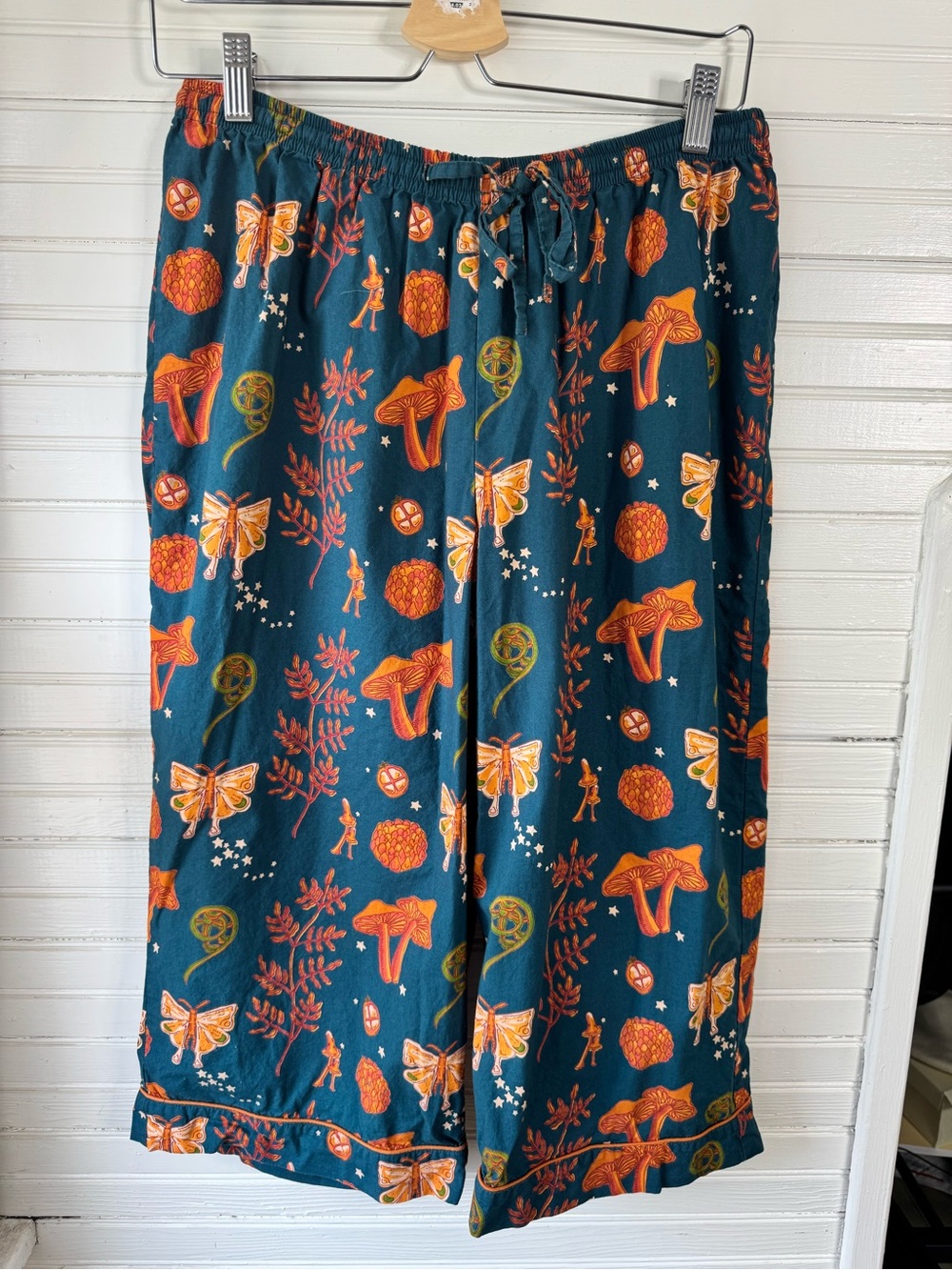 Their Nibs Owl Forest Teal Sleep Pants with Orange Mushroom & Butterfly Print